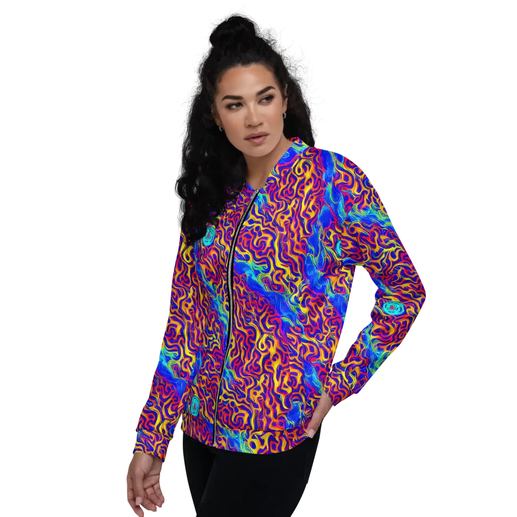 Firewater Bloom on Bomber Jacket — Left