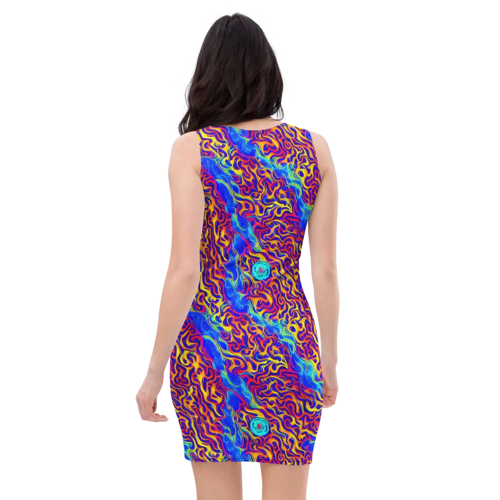 Firewater Bloom on Bodycon Dress — Back