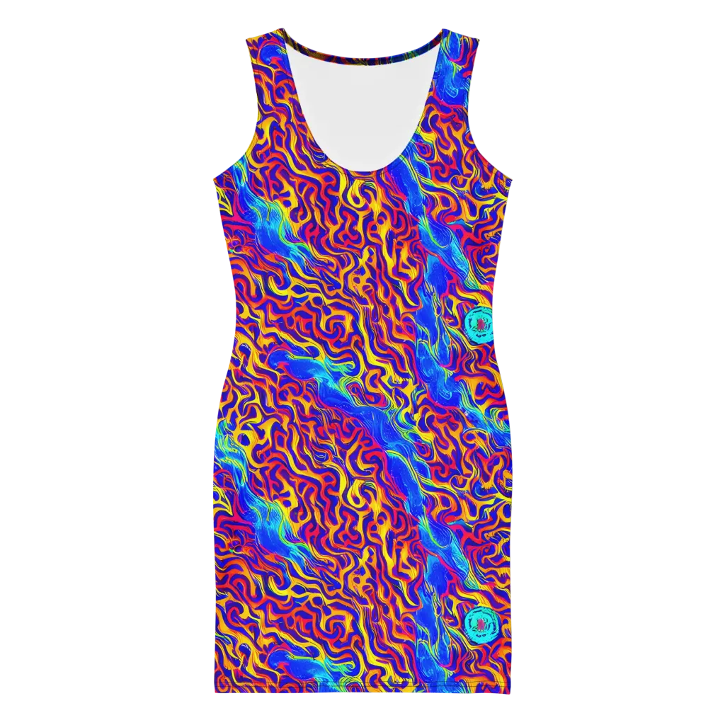 Firewater Bloom on Bodycon Dress — Front