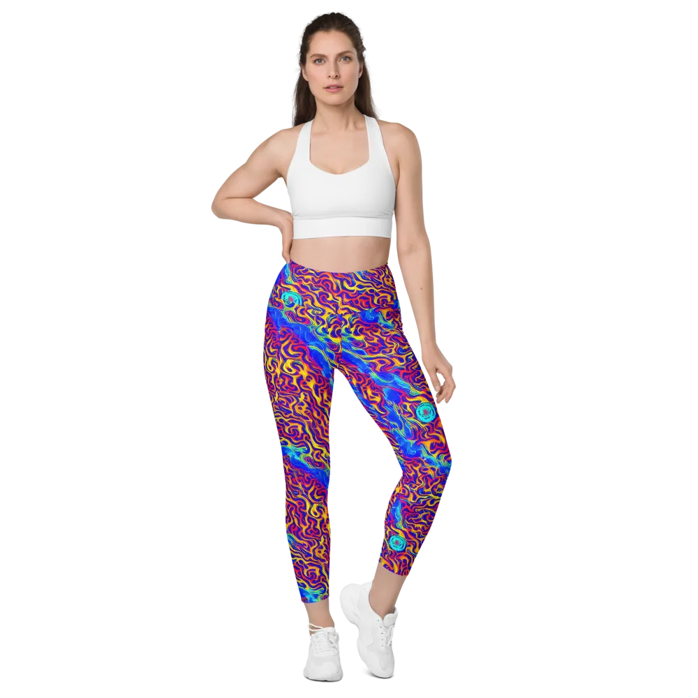 Firewater Bloom on Leggings with Pockets — Front