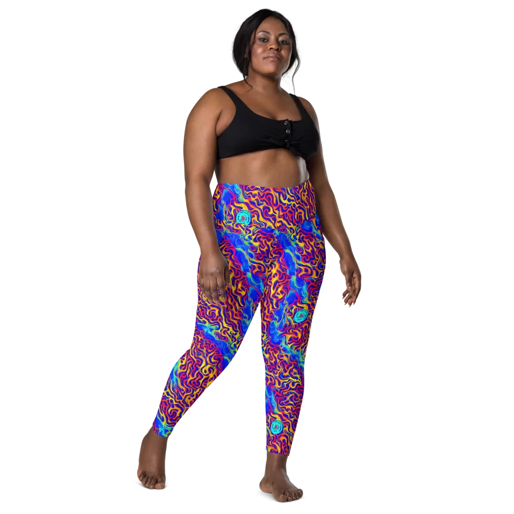 Firewater Bloom on Leggings with Pockets — Front