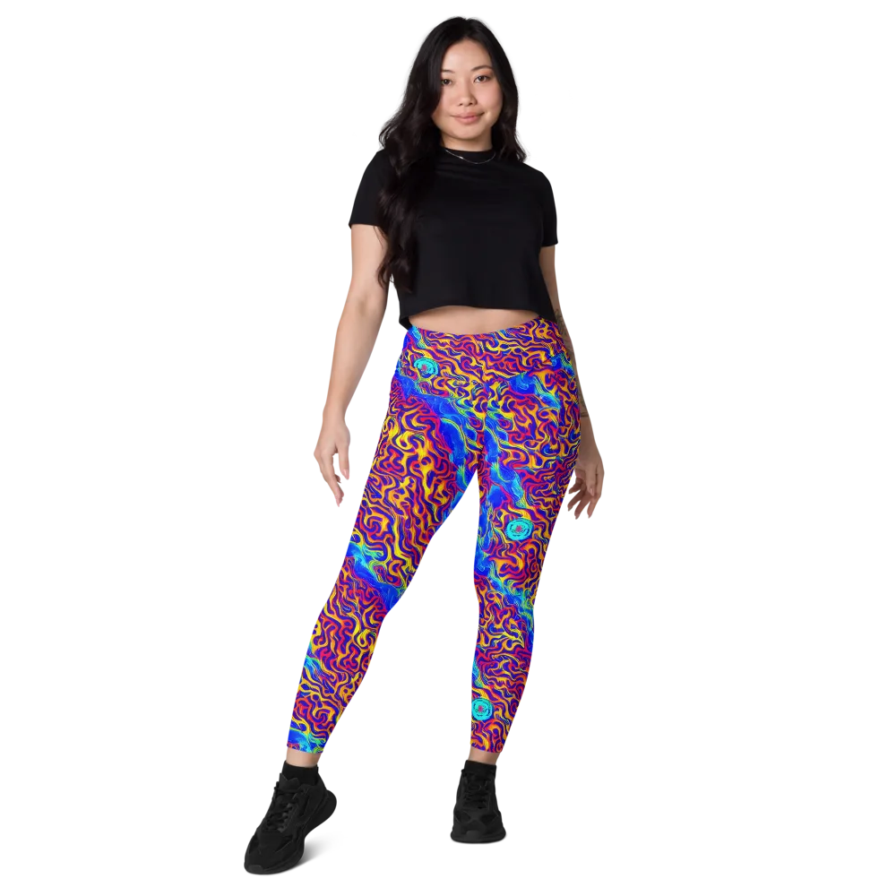 Firewater Bloom on Leggings with Pockets — Front