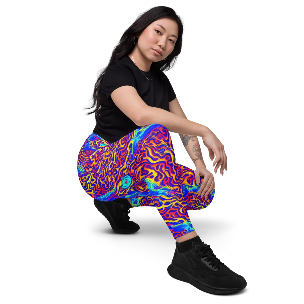 Firewater Bloom on Leggings with Pockets — Right Front