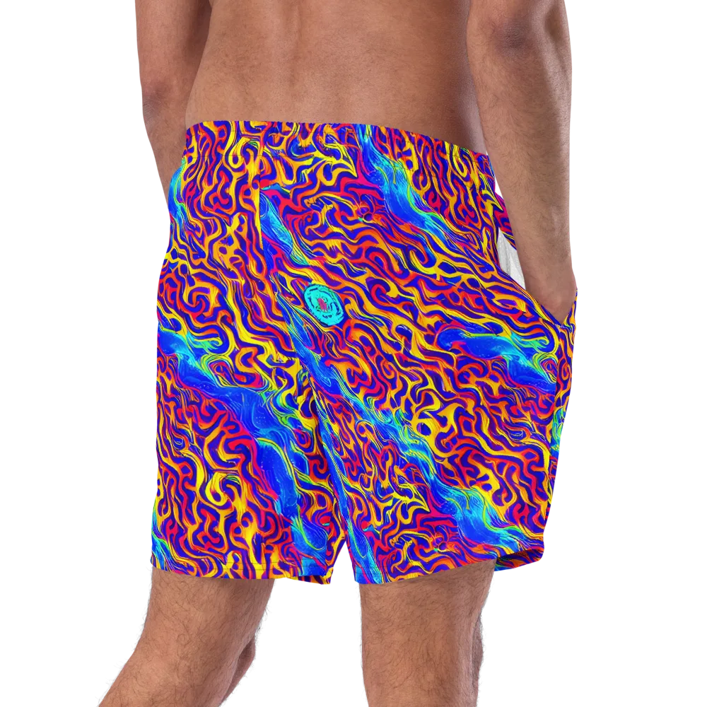 Firewater Bloom on Swim Trunks — Right Back