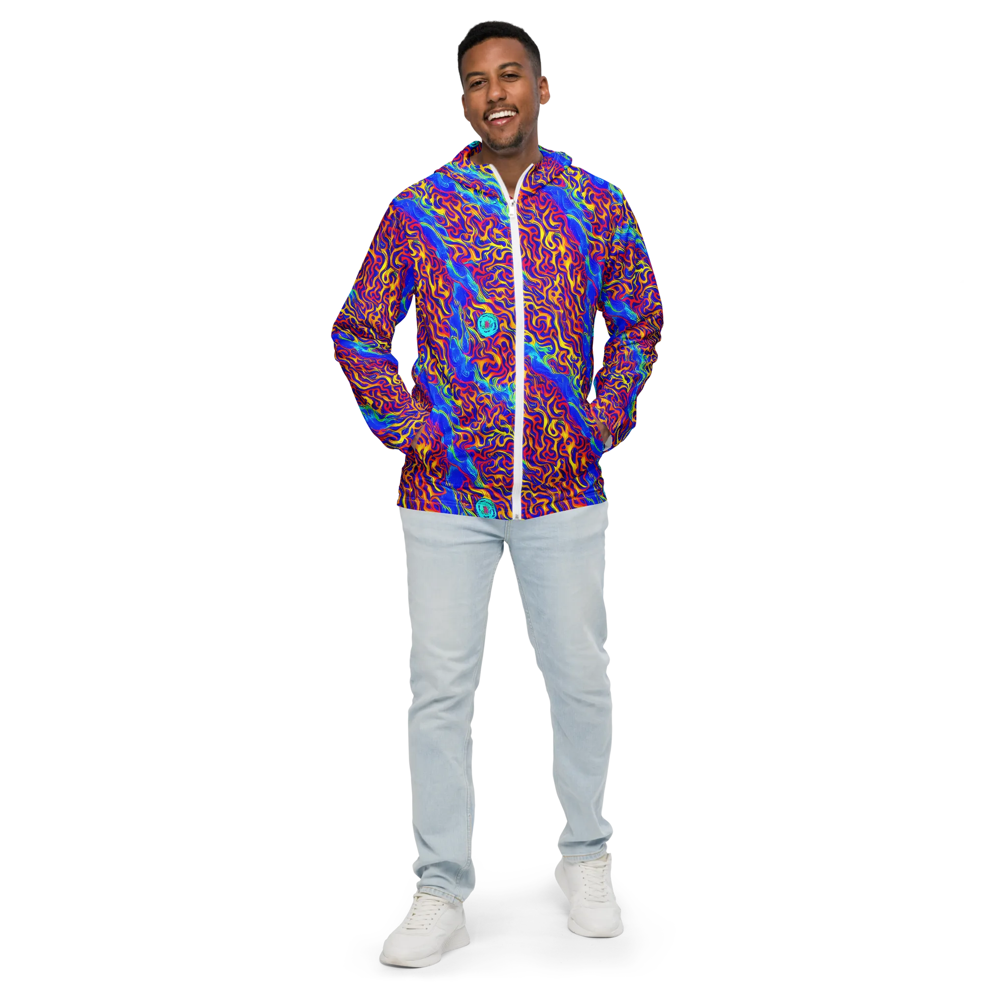 Firewater Bloom on Men's Windbreaker — Front