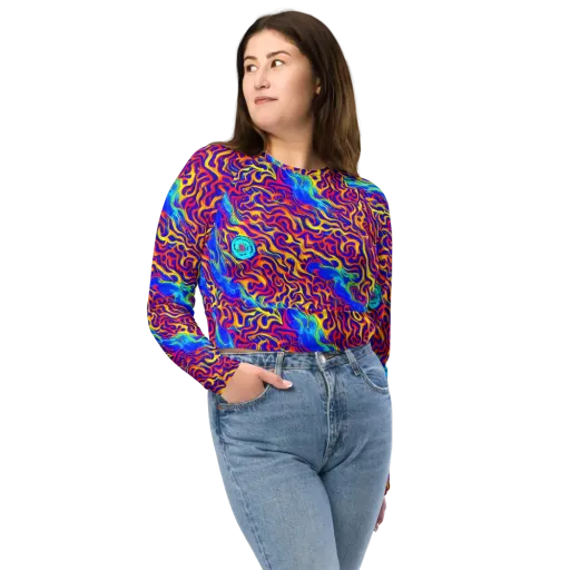 Firewater Bloom on a Long Sleeve Crop Top