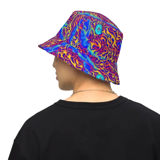 Firewater Bloom on a Reversible Bucket Hat