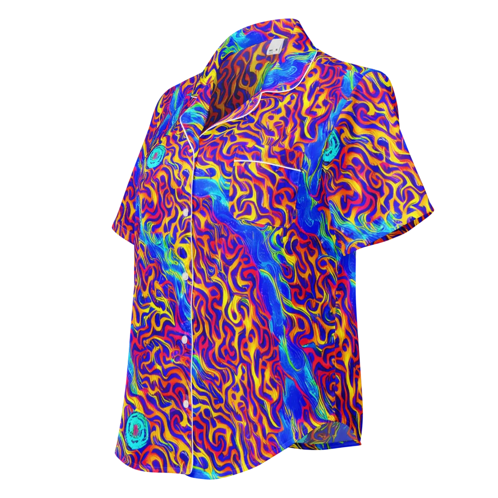 Firewater Bloom on Women's Short Sleeve Pajama Top — Left Front