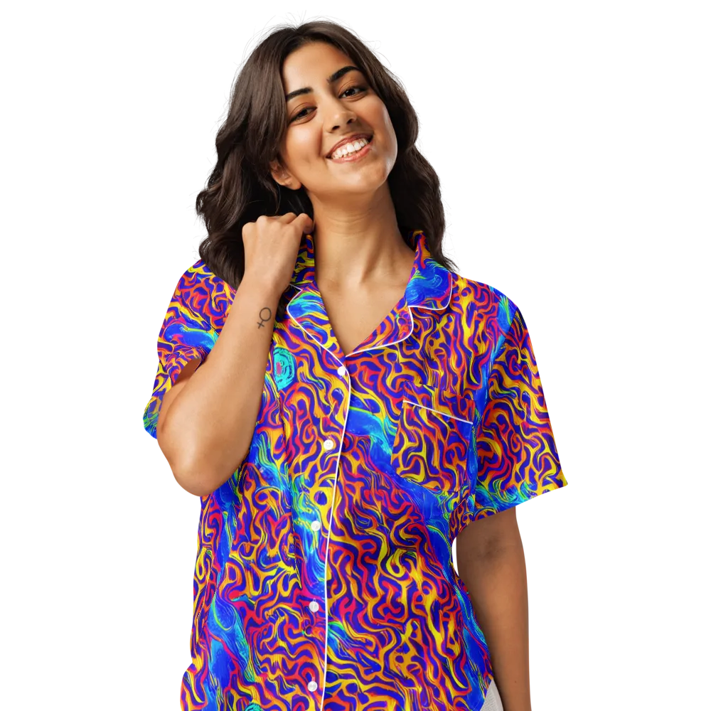 Firewater Bloom on Women's Short Sleeve Pajama Top — Front