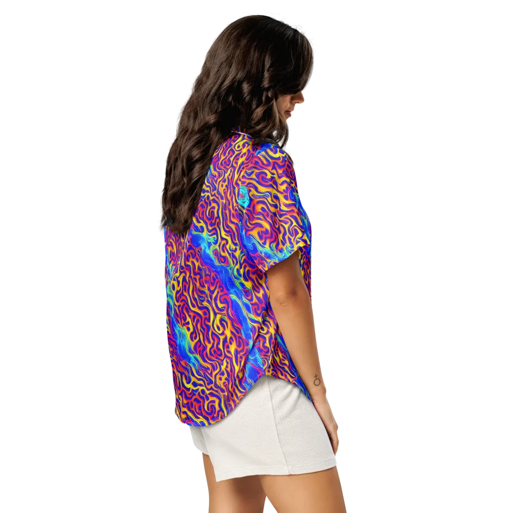 Firewater Bloom on Women's Short Sleeve Pajama Top — Right Back