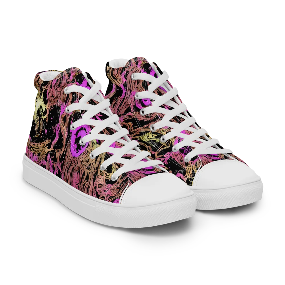 Electric Afterlife on Men's High Top Canvas Shoes — Right Front