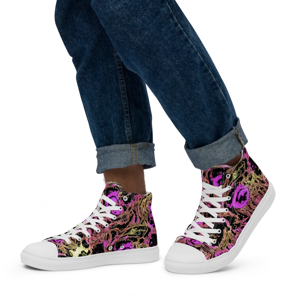 Electric Afterlife on Men's High Top Canvas Shoes — Left