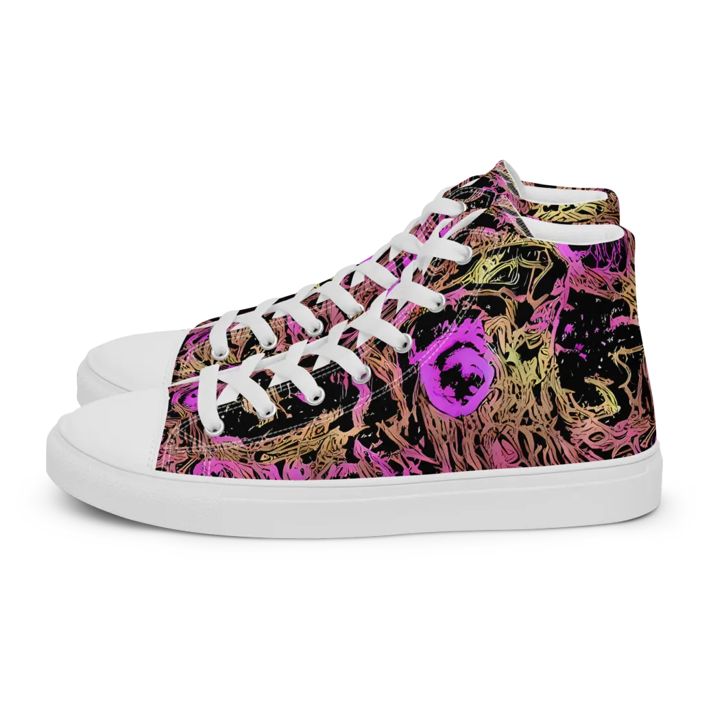 Electric Afterlife on Women's High Top Canvas Shoes — Left