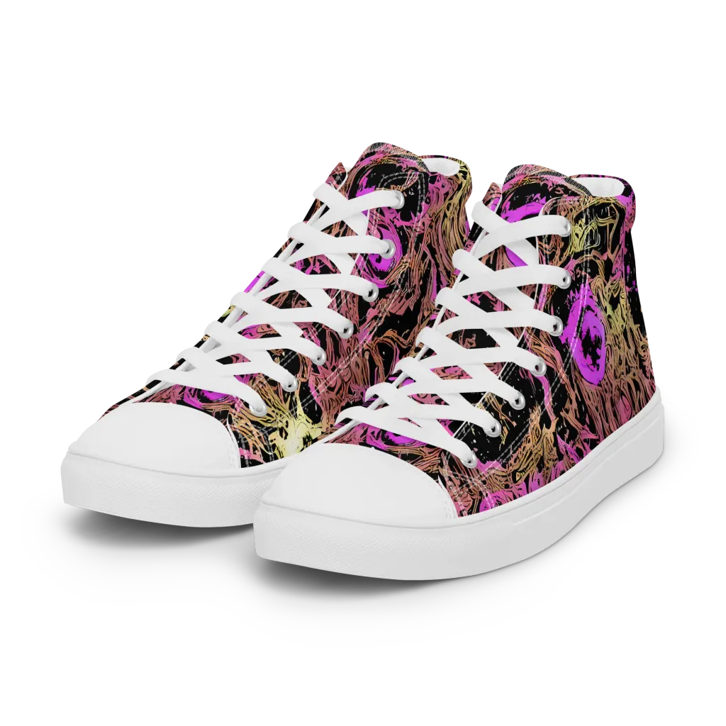 Electric Afterlife on Women's High Top Canvas Shoes — Left Front