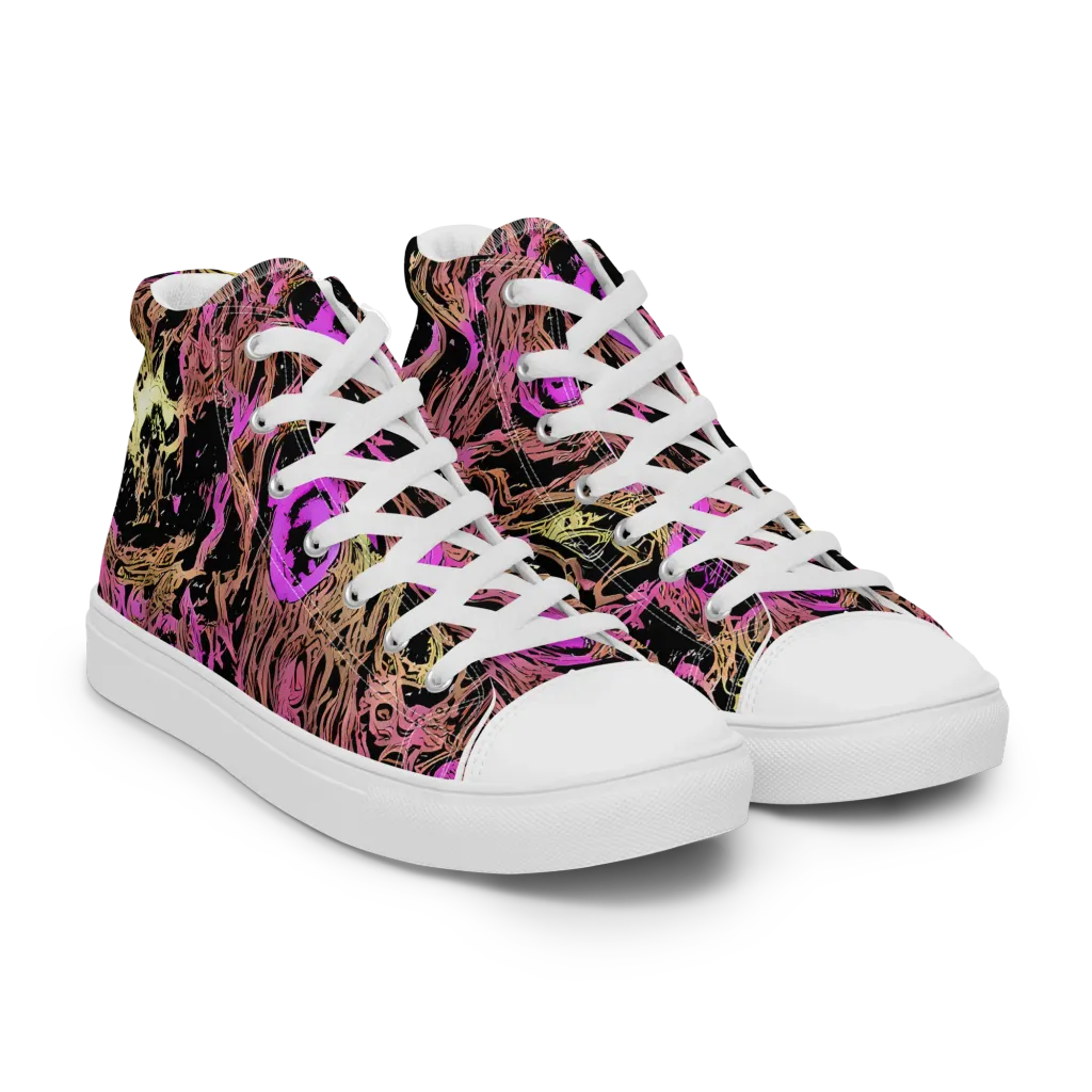 Electric Afterlife on Women's High Top Canvas Shoes — Right Front
