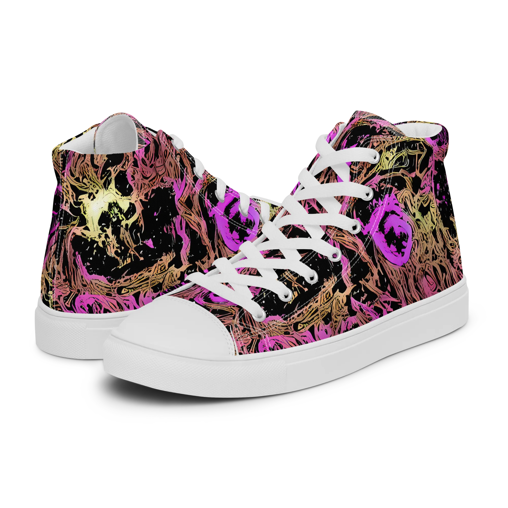 Electric Afterlife on Women's High Top Canvas Shoes — Left