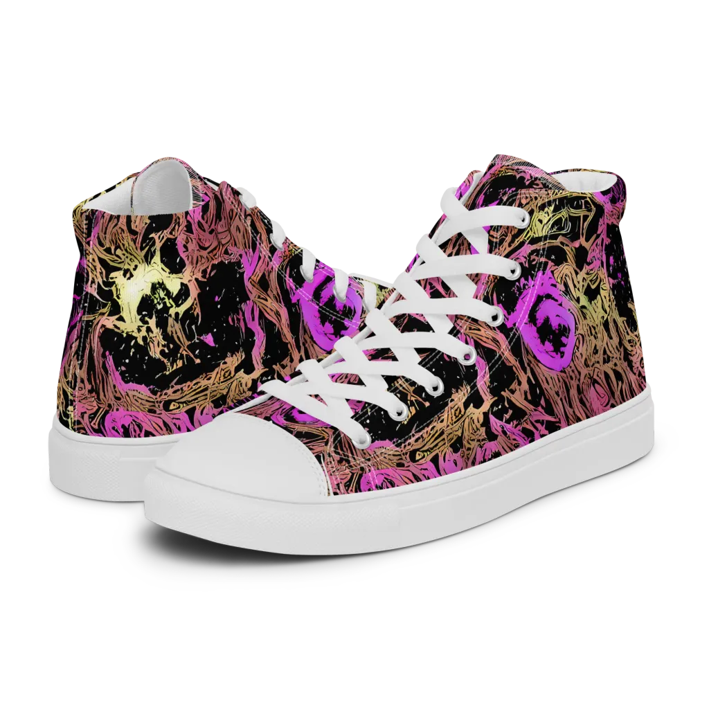 Electric Afterlife on Women's High Top Canvas Shoes — Left