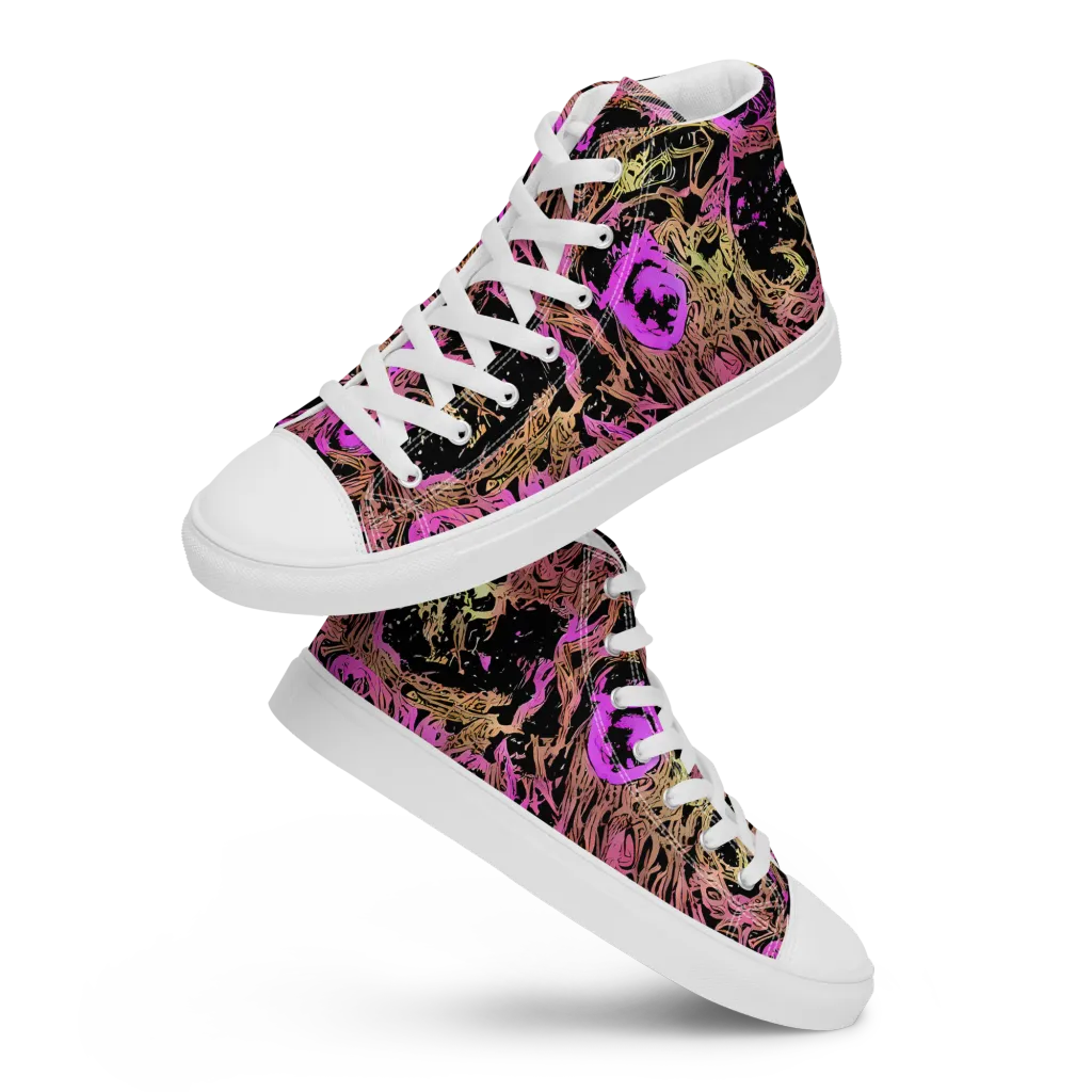 Electric Afterlife on Women's High Top Canvas Shoes — Front