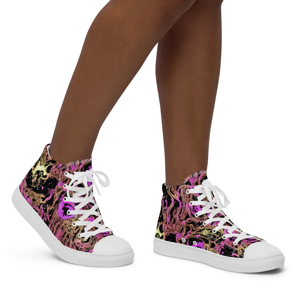 Electric Afterlife on Women's High Top Canvas Shoes — Right