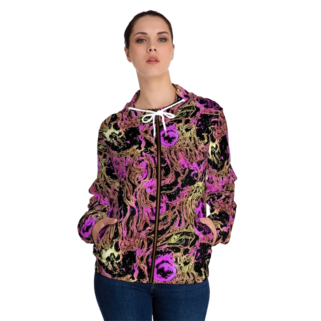 Electric Afterlife on Women's Full-Zip Hoodie — Front On Person