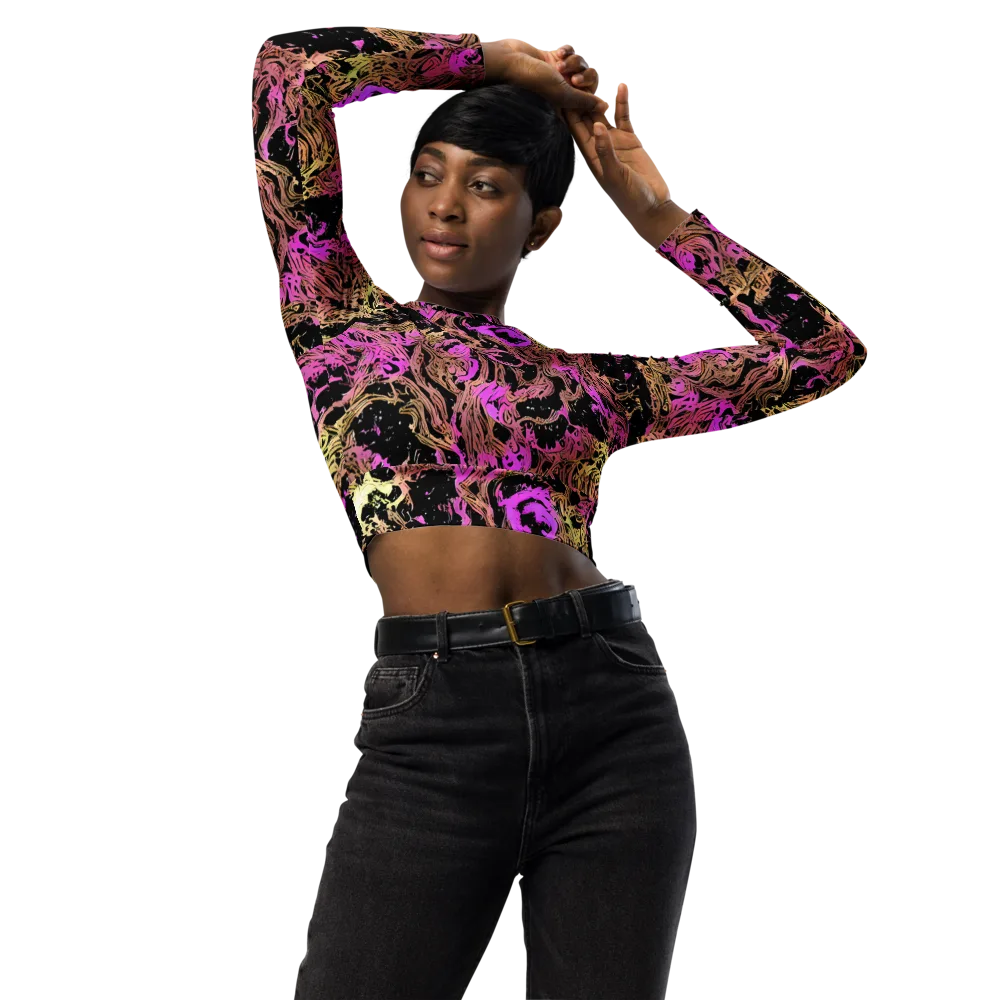 Electric Afterlife on Long Sleeve Crop Top — Front