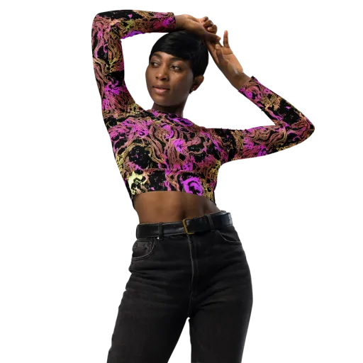 Electric Afterlife on a Long Sleeve Crop Top