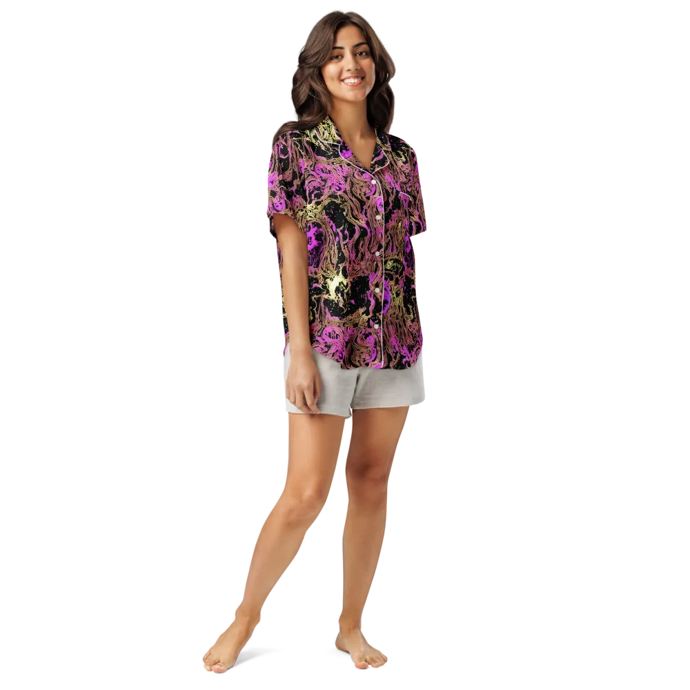 Electric Afterlife on Women's Short Sleeve Pajama Top — Front