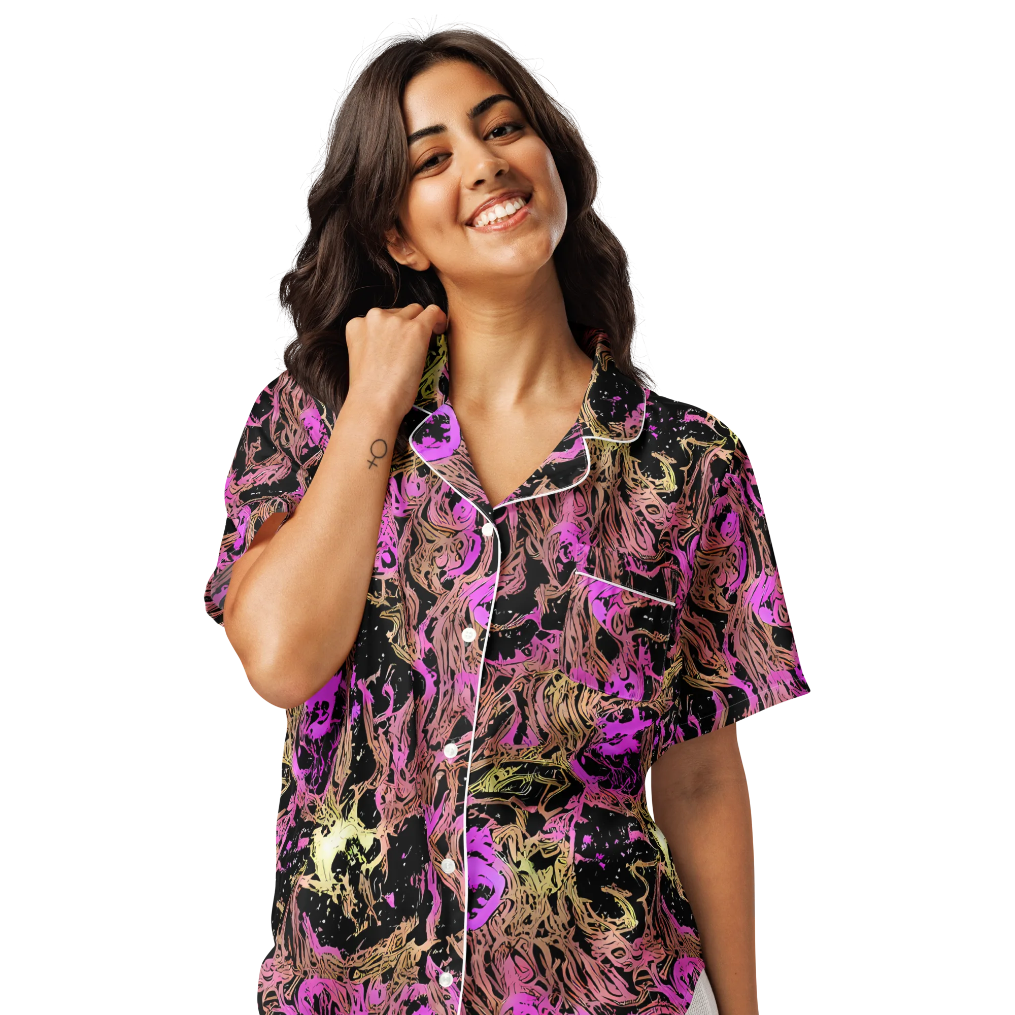 Electric Afterlife on Women's Short Sleeve Pajama Top — Front