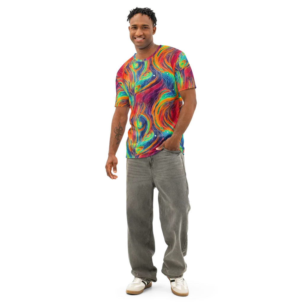 Aurora Torrent on Men's Cotton Crew Neck T-Shirt — Front