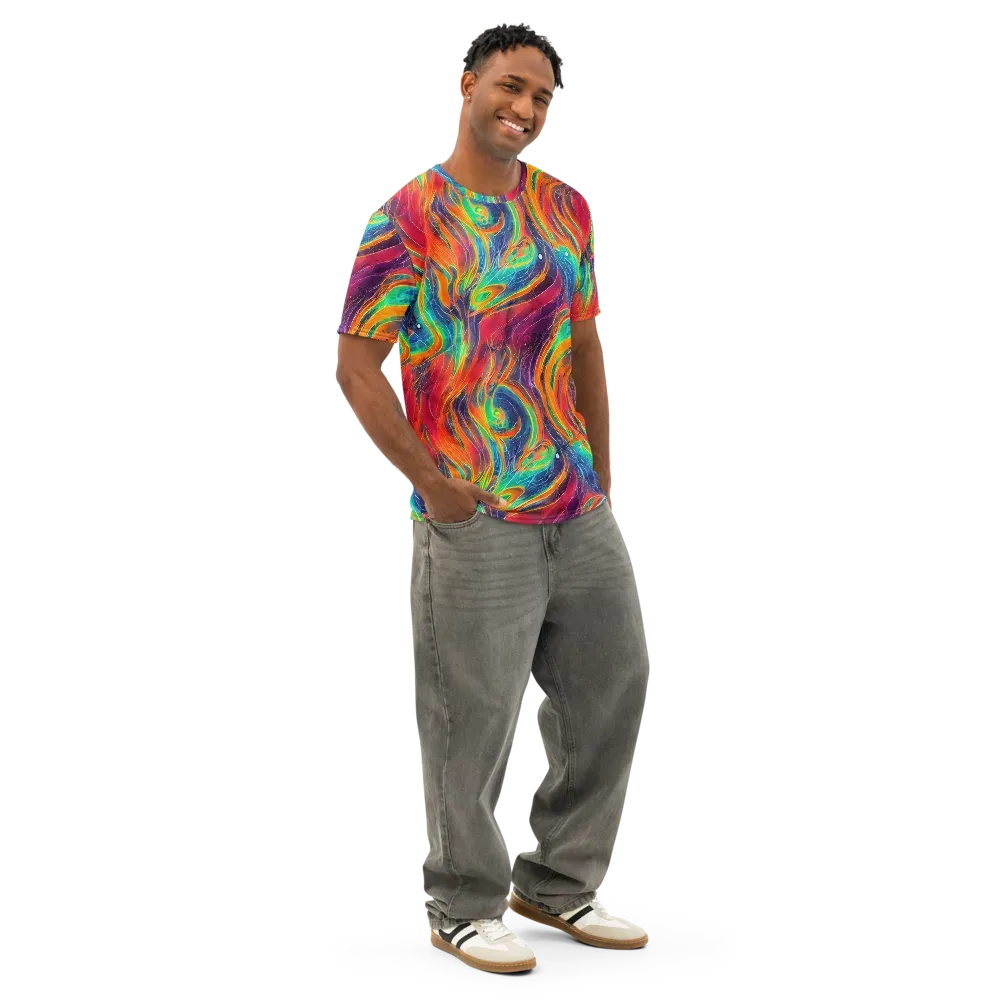 Aurora Torrent on Men's Cotton Crew Neck T-Shirt — Right Front