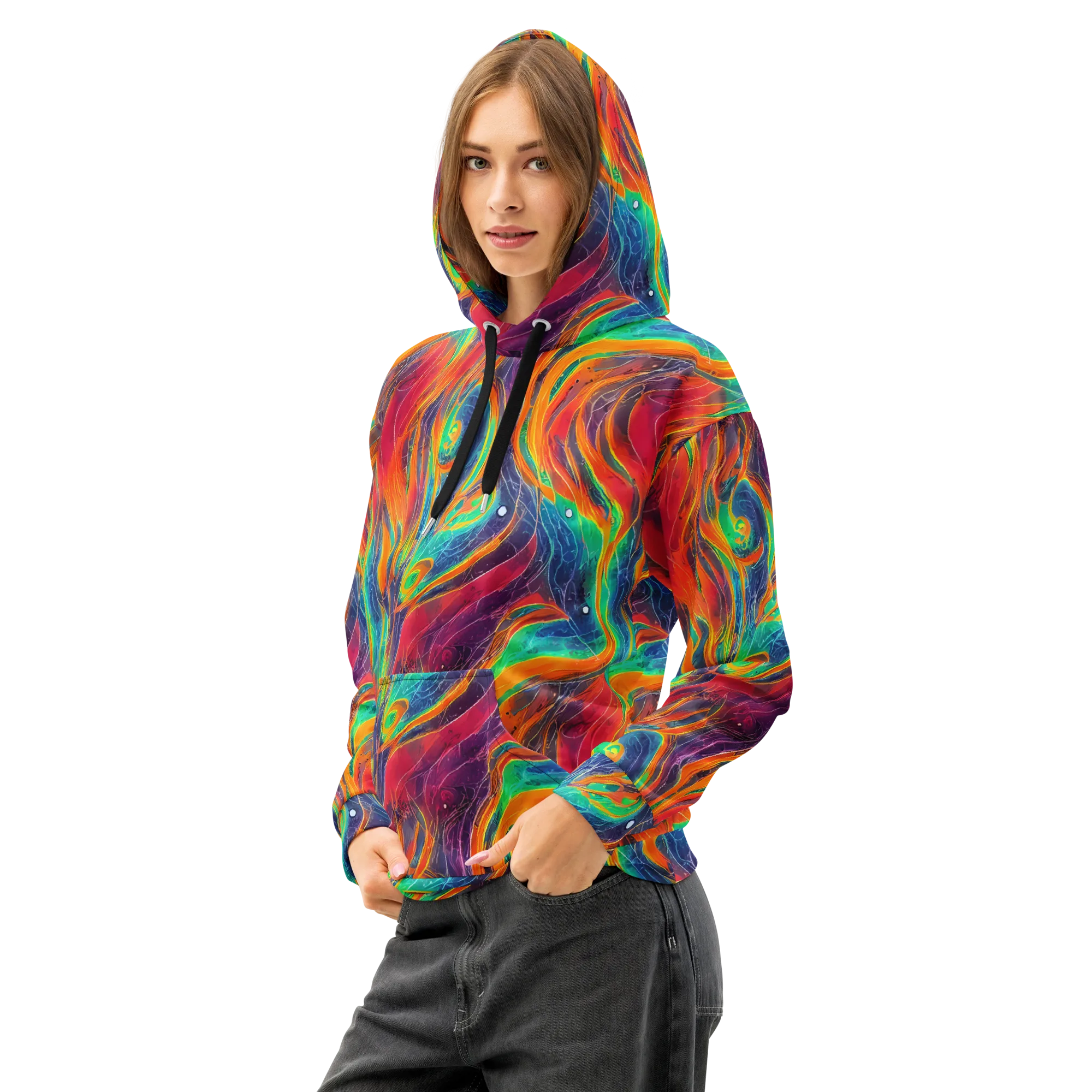 Aurora Torrent on Cotton Hoodie — Left Front