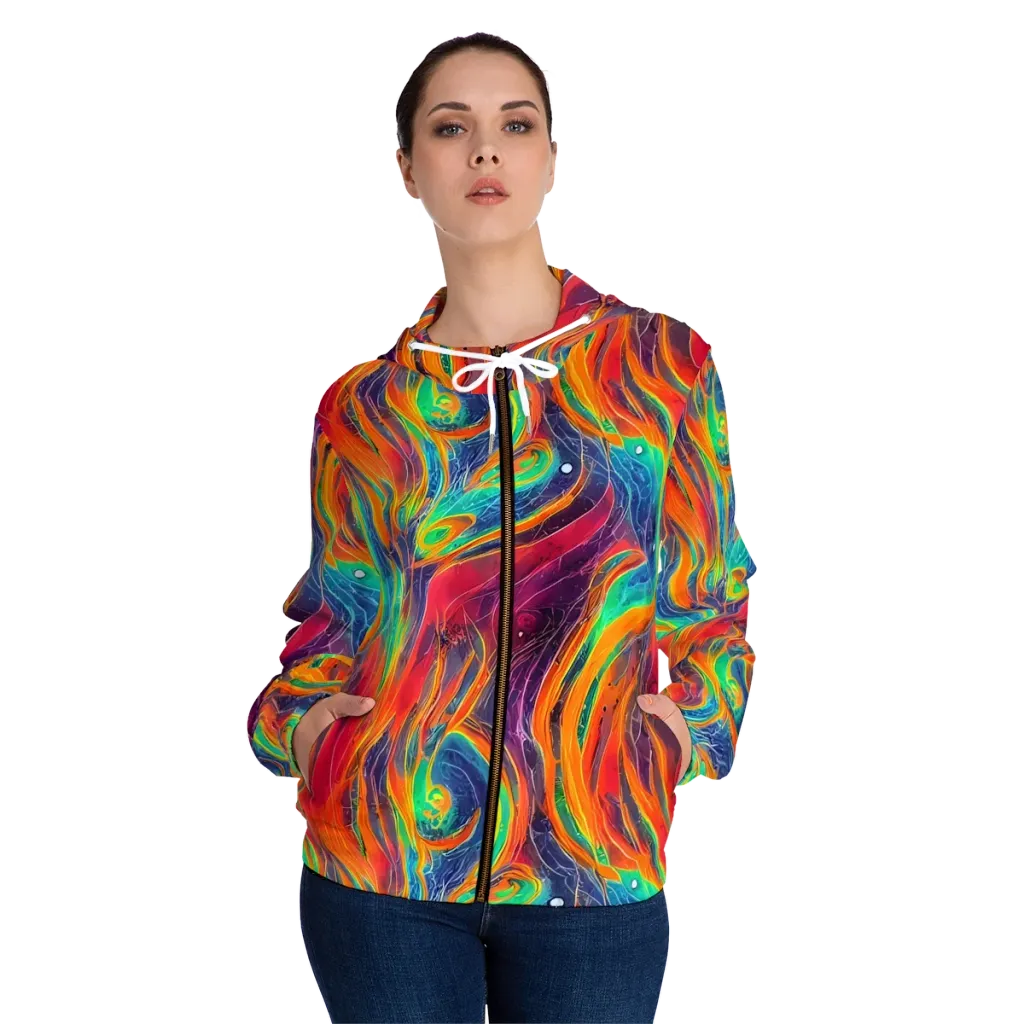 Aurora Torrent on Women's Full-Zip Hoodie — Front On Person