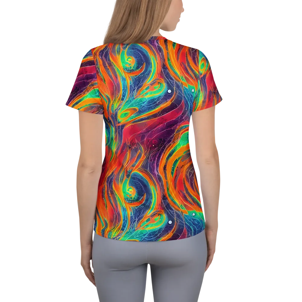 Aurora Torrent on Women's Athletic T-Shirt — Back