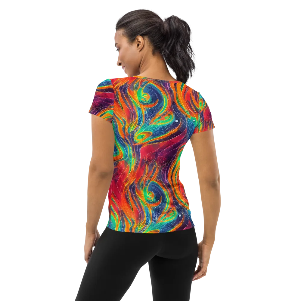 Aurora Torrent on Women's Athletic T-Shirt — Back