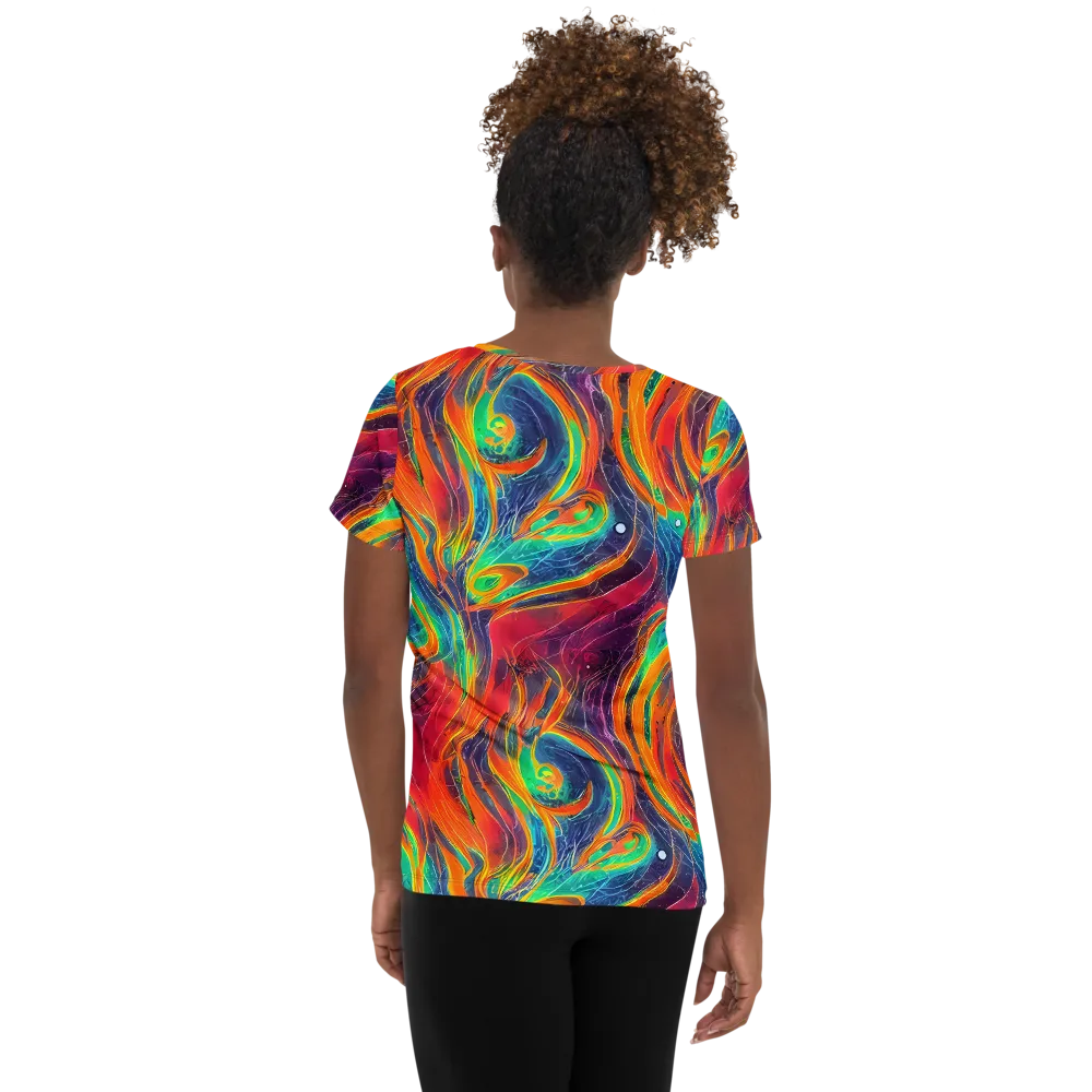 Aurora Torrent on Women's Athletic T-Shirt — Back