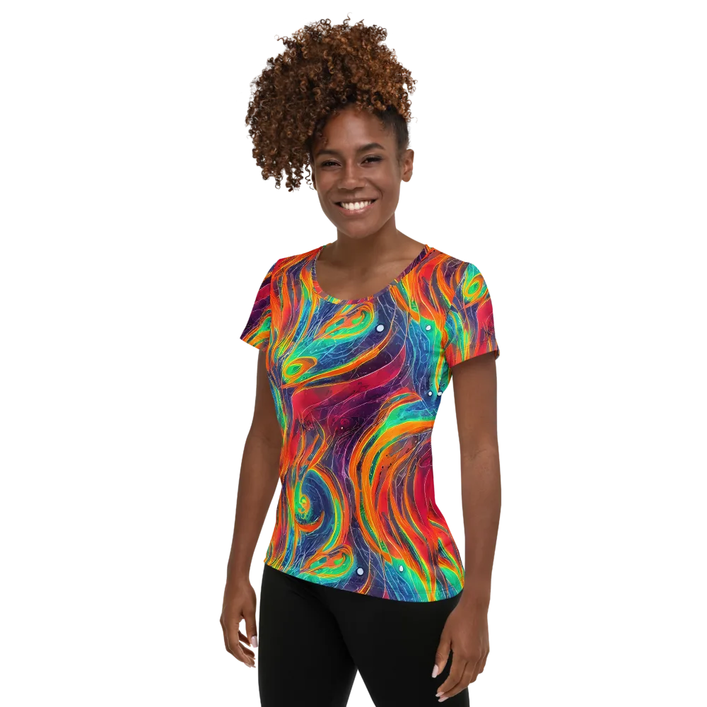 Aurora Torrent on Women's Athletic T-Shirt — Left