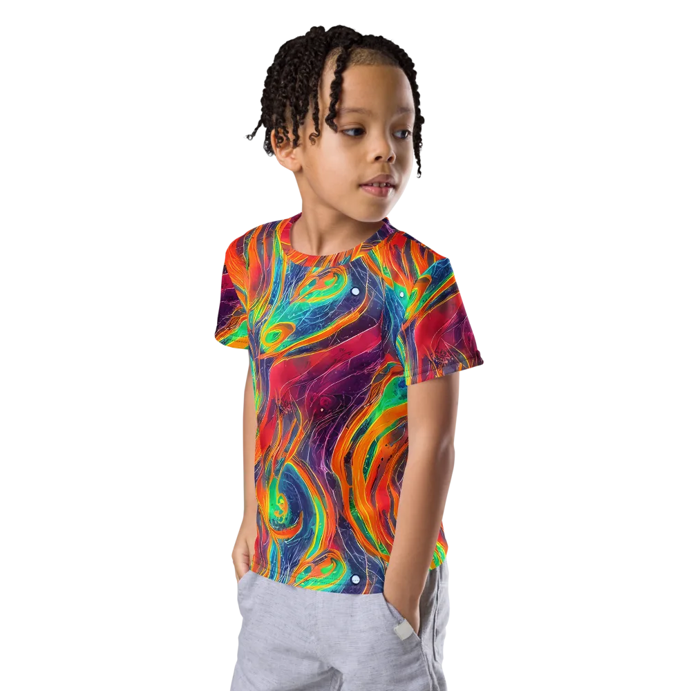 Aurora Torrent on Kids Crew Neck T-Shirt — Left Front