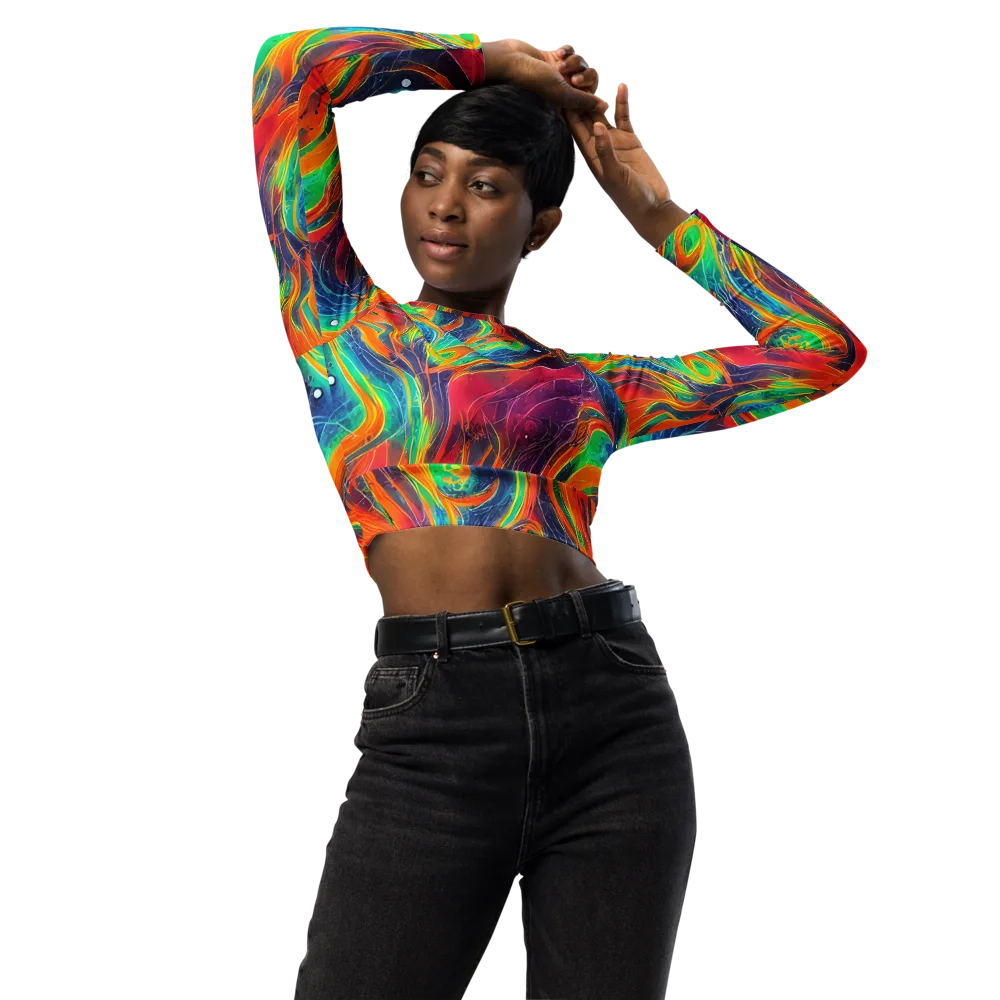 Aurora Torrent on Long Sleeve Crop Top — Front