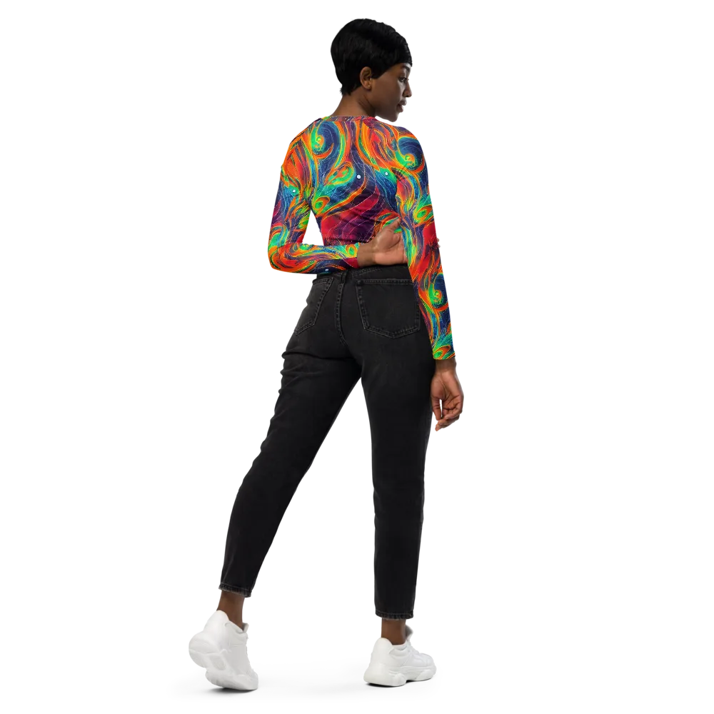 Aurora Torrent on Long Sleeve Crop Top — Right Back
