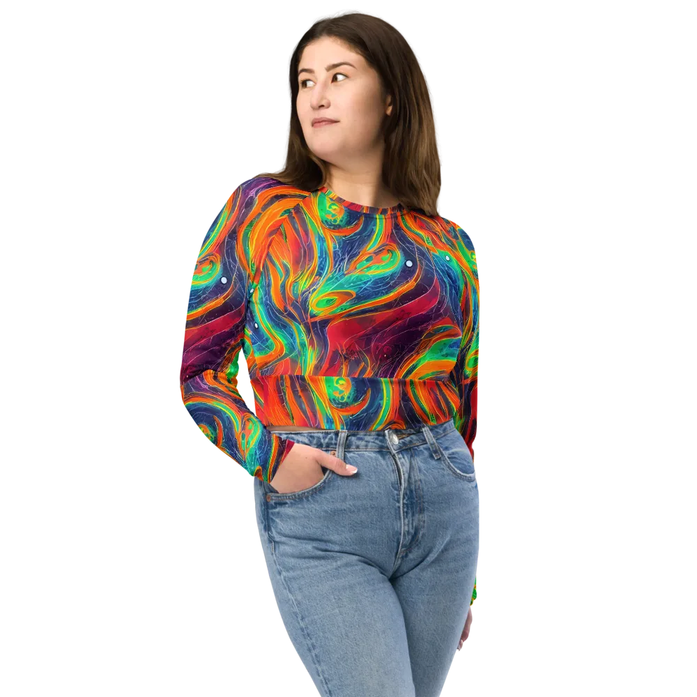 Aurora Torrent on Long Sleeve Crop Top — Front