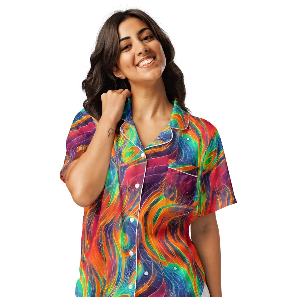 Aurora Torrent on Women's Short Sleeve Pajama Top — Front
