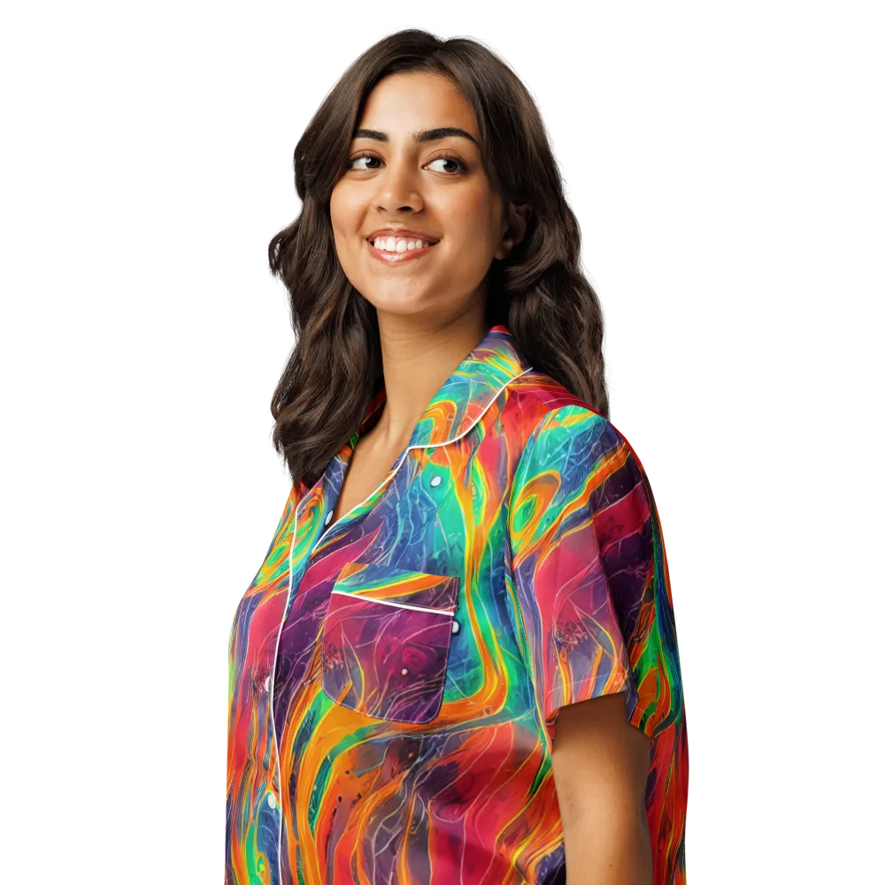 Aurora Torrent on Women's Short Sleeve Pajama Top — Left Front