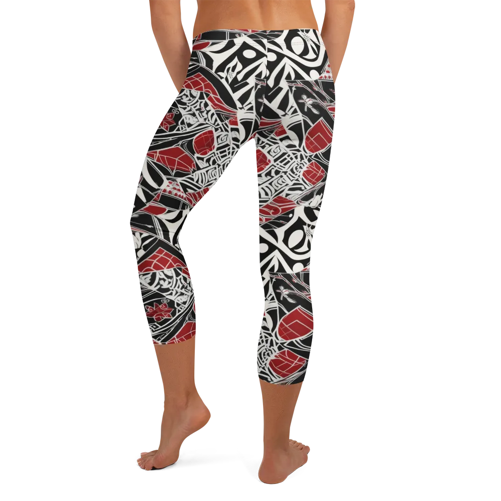 Crimson Rhapsody on Capri Leggings — Back