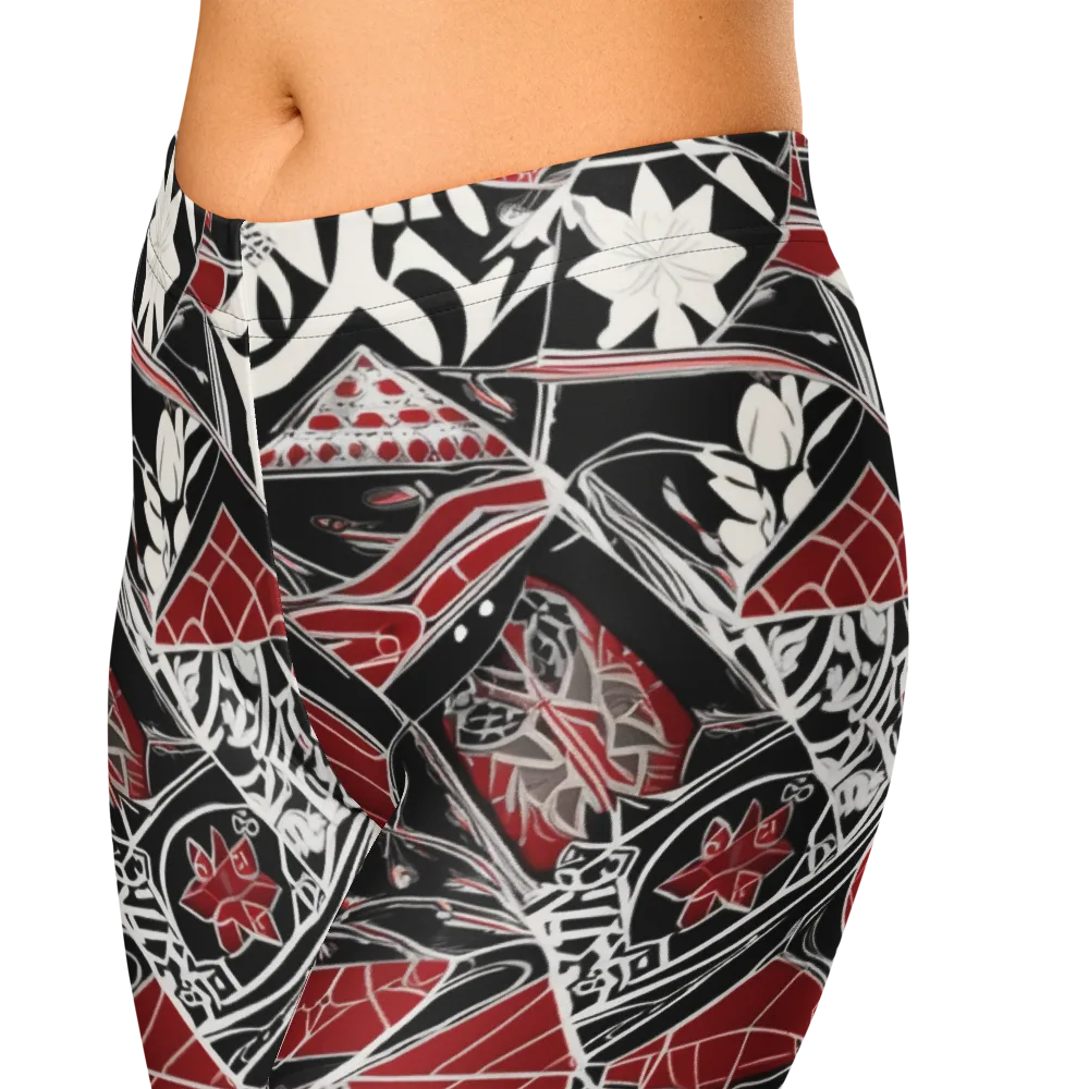 Crimson Rhapsody on Capri Leggings — Zoomed-in