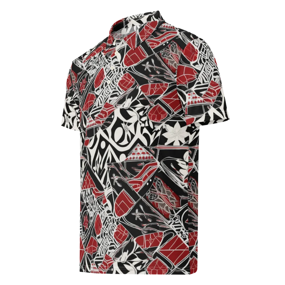 Crimson Rhapsody on Men's Slim Fit Polo Shirt — Left Front