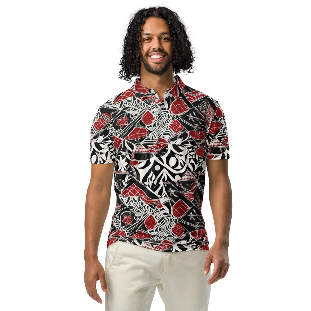 Crimson Rhapsody on Men's Slim Fit Polo Shirt — Front