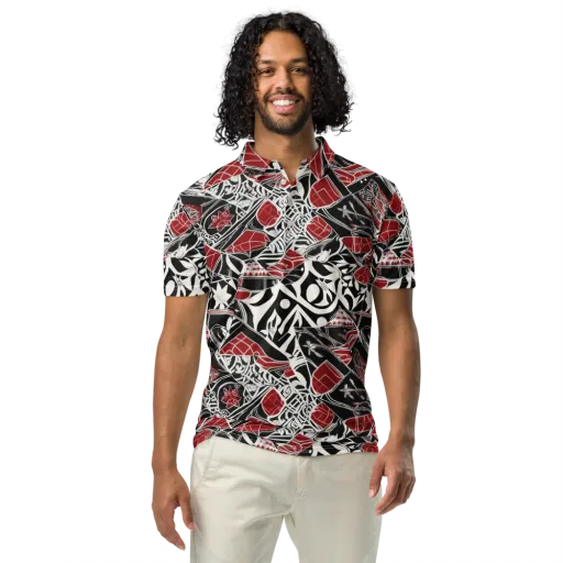 Crimson Rhapsody on a Men's Slim Fit Polo Shirt
