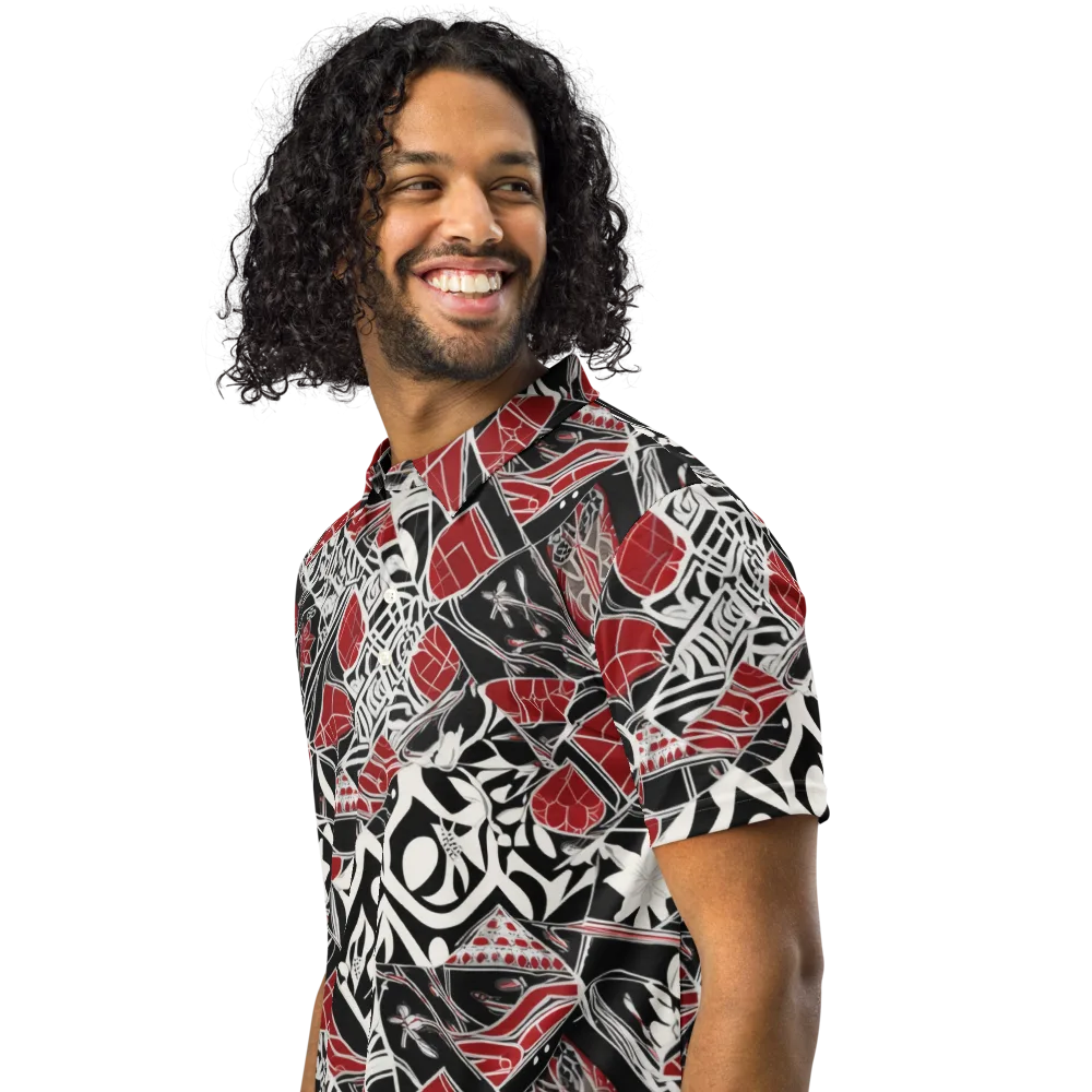 Crimson Rhapsody on Men's Slim Fit Polo Shirt — Left Front