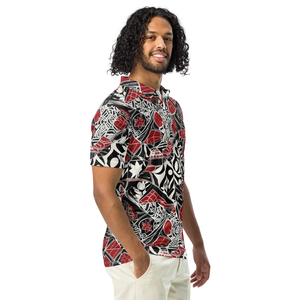 Crimson Rhapsody on Men's Slim Fit Polo Shirt — Right Front