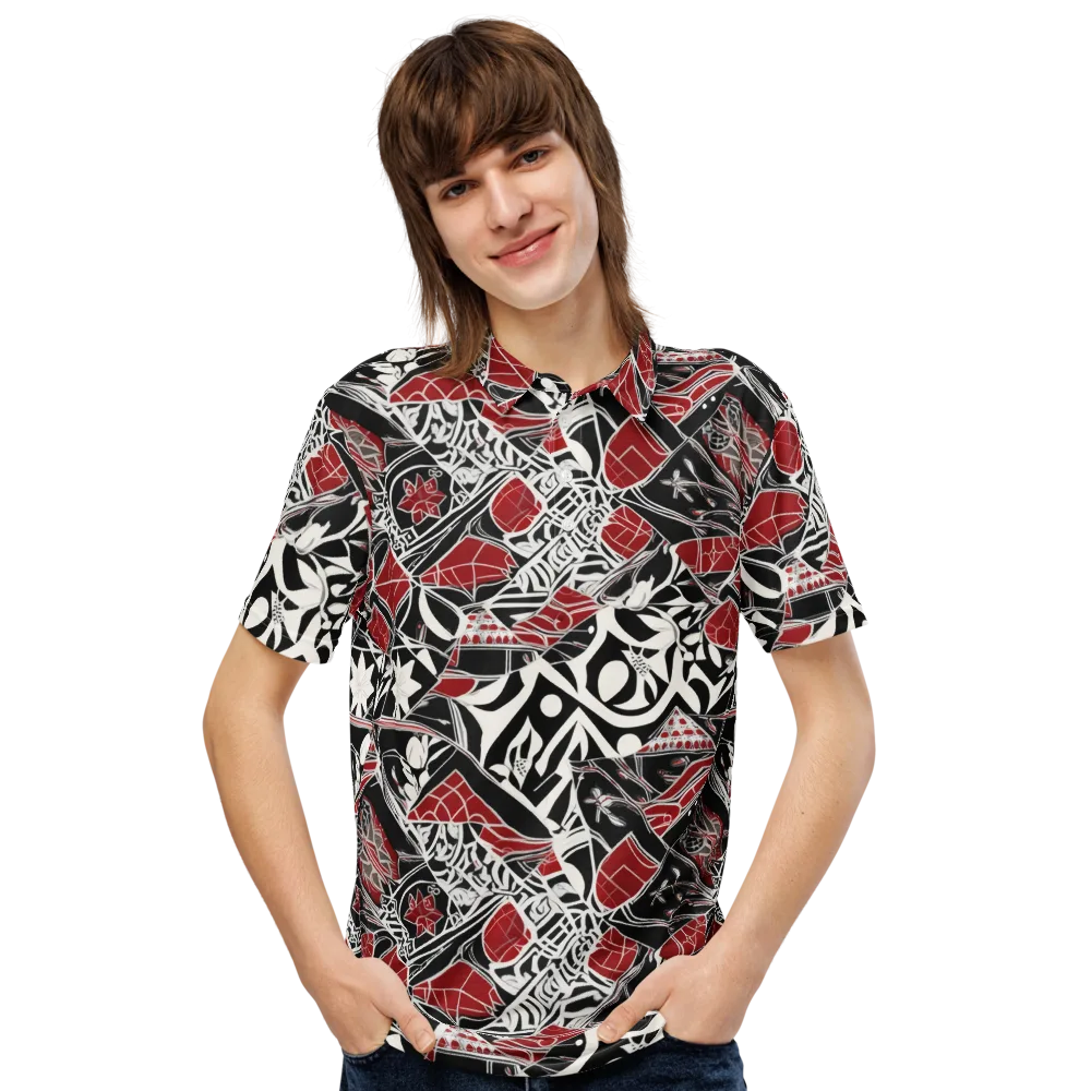 Crimson Rhapsody on Men's Slim Fit Polo Shirt — Front